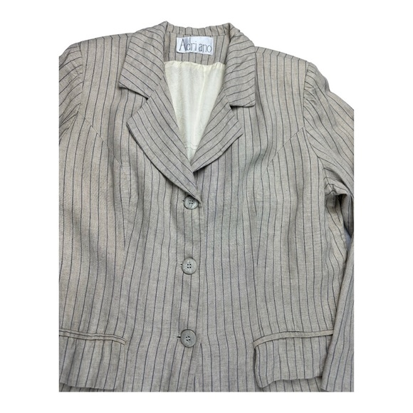 Vintage Adriano Striped Pant Suit Beige Size 12 - Picture 5 of 10